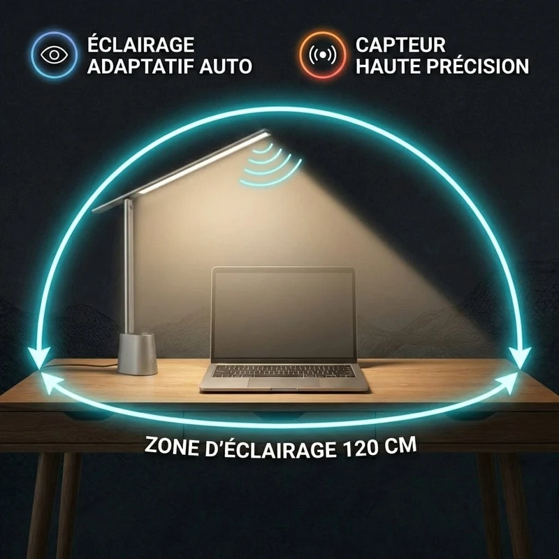 Lampe de Bureau Sensia : Capteur intelligent & Confort visuel
