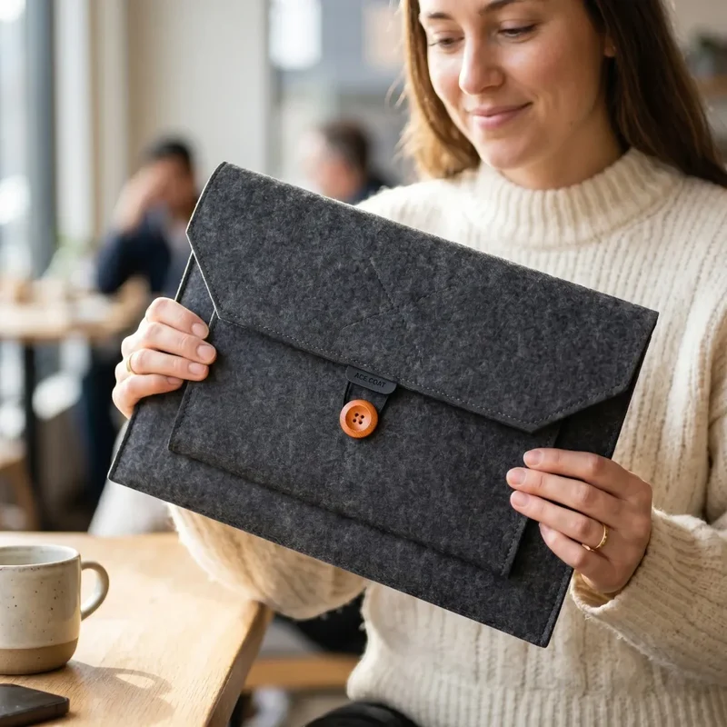 Pochette ordinateur en feutre Ace Coat - Confort Biomécanique & Profil Ultra-Fin