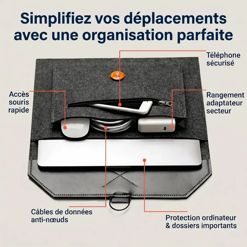 Pochette ordinateur en feutre Ace Coat - Confort Biomécanique & Profil Ultra-Fin