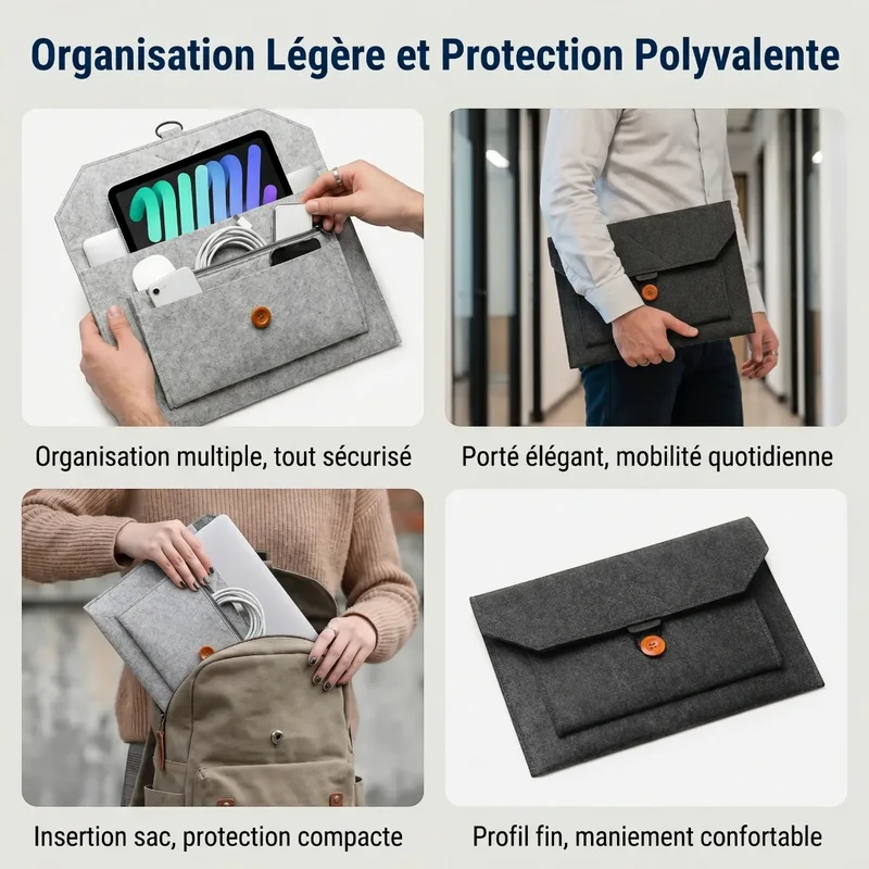 Pochette ordinateur en feutre Ace Coat - Confort Biomécanique & Profil Ultra-Fin