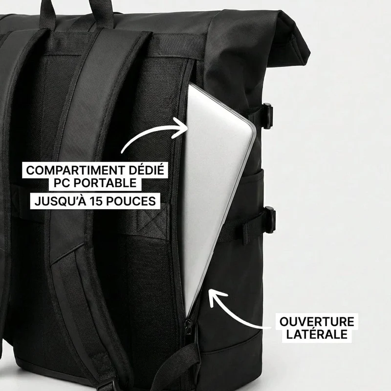 Sac à dos ordinateur homme Crescendo - Confort dorsal et capacité extensible