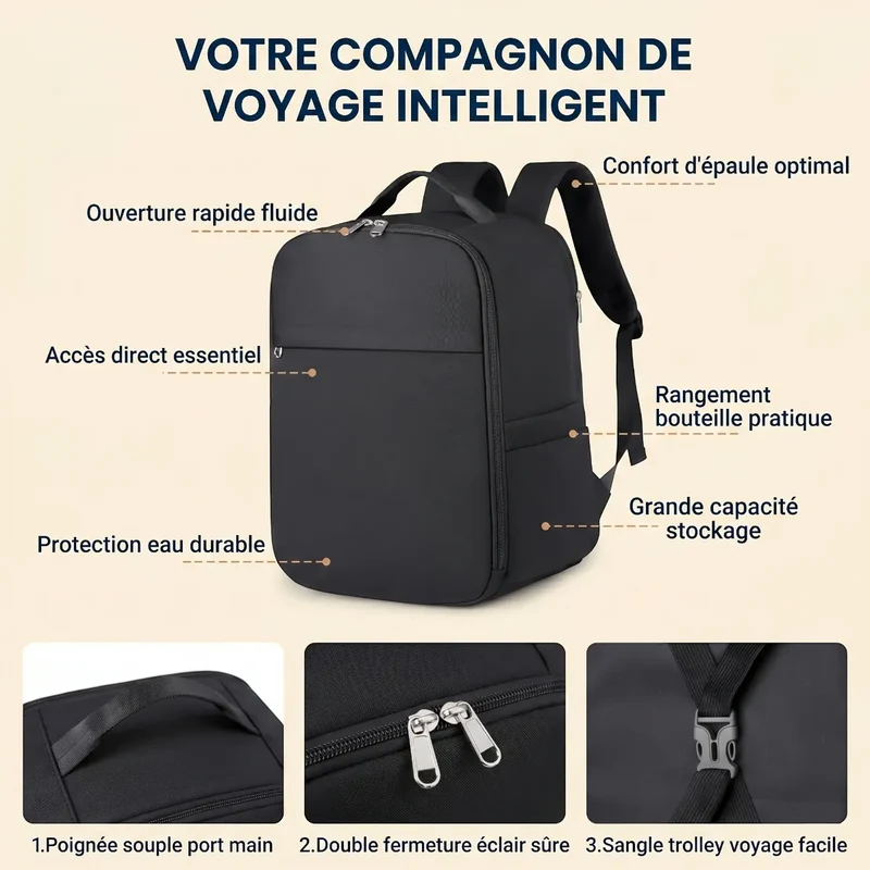 Sac à dos ordinateur homme AeroStream - Confort dorsal & Protection PC