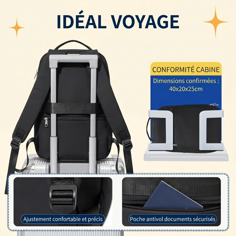 Sac à dos ordinateur homme AeroStream - Confort dorsal & Protection PC