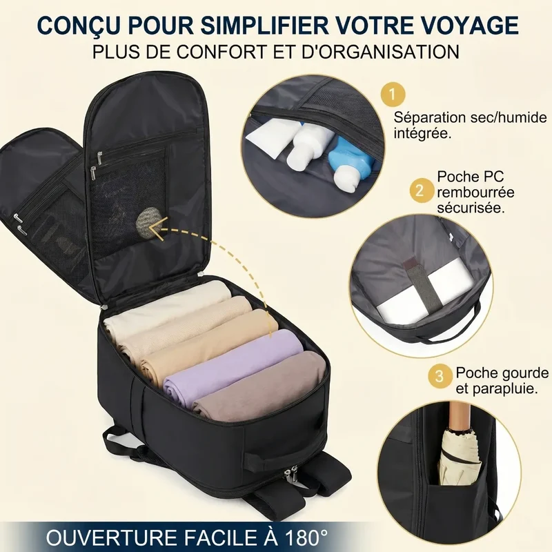 Sac à dos ordinateur homme AeroStream - Confort dorsal & Protection PC