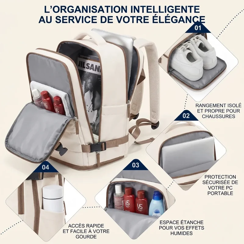 Sac à dos ordinateur femme Sienne | Nylon Oxford Chic & Confort Ergonomique