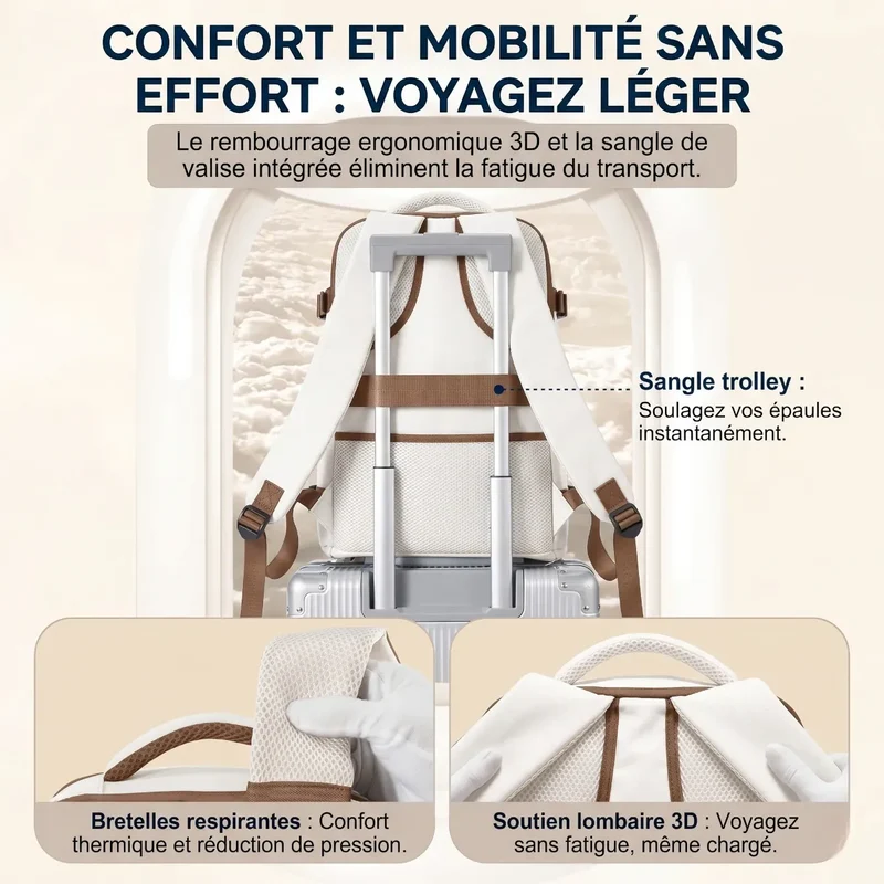 Sac à dos ordinateur femme Sienne | Nylon Oxford Chic & Confort Ergonomique