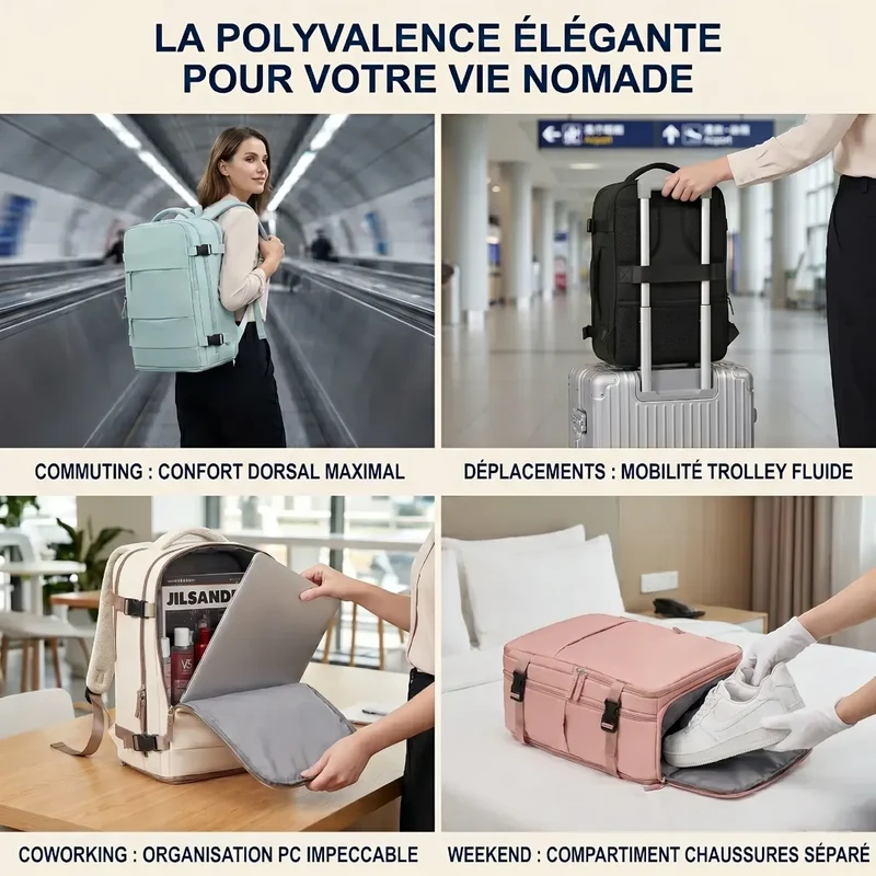 Sac à dos ordinateur femme Sienne | Nylon Oxford Chic & Confort Ergonomique