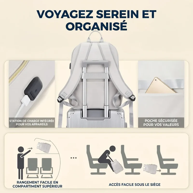 Sac à dos ordinateur femme Séléné - Matelassé Chic & Ergonomique