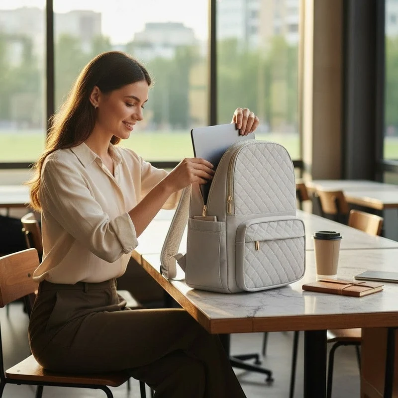 Sac à dos ordinateur femme Séléné - Matelassé Chic & Ergonomique