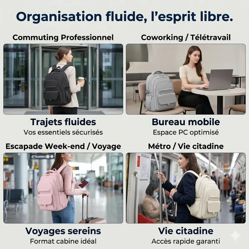 Sac à dos ordinateur femme Sillage 9011 | Élégance mobile & Confort posturale