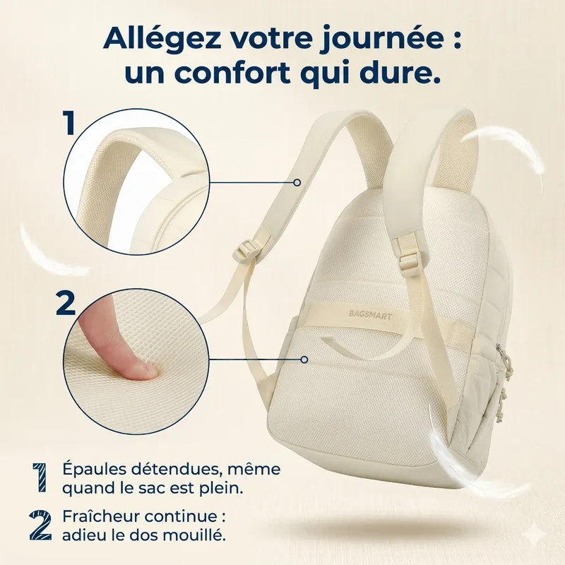 Sac à dos ordinateur femme Elya - Confort Ergonomique & Style Matelassé