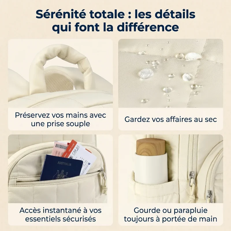 Sac à dos ordinateur femme Elya - Confort Ergonomique & Style Matelassé
