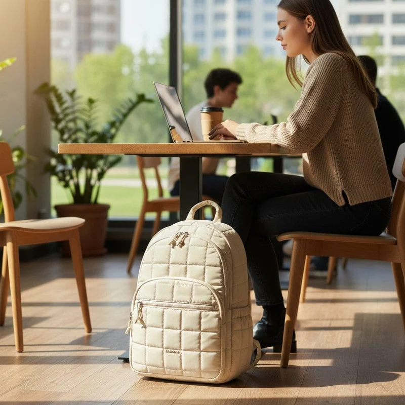 Sac à dos ordinateur femme Elya - Confort Ergonomique & Style Matelassé