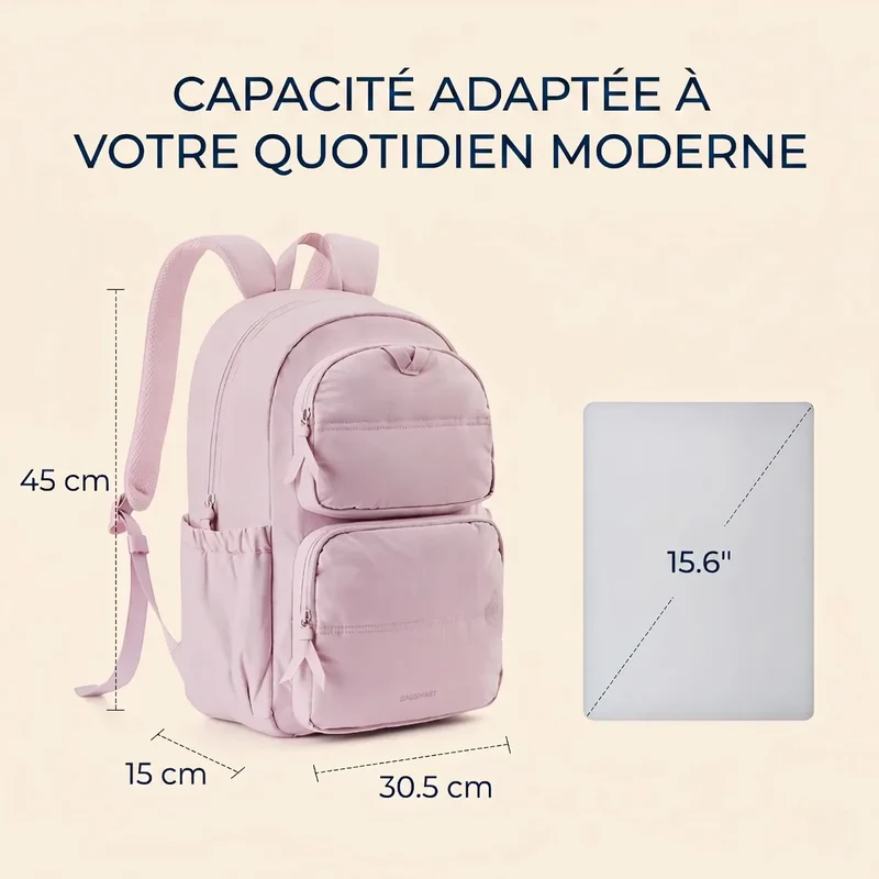 Sac à dos ordinateur femme Nuage - Taslan - Confort & Légèreté