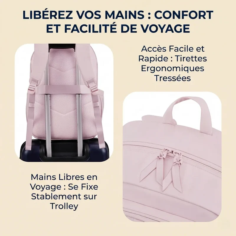 Sac à dos ordinateur femme Nuage - Taslan - Confort & Légèreté