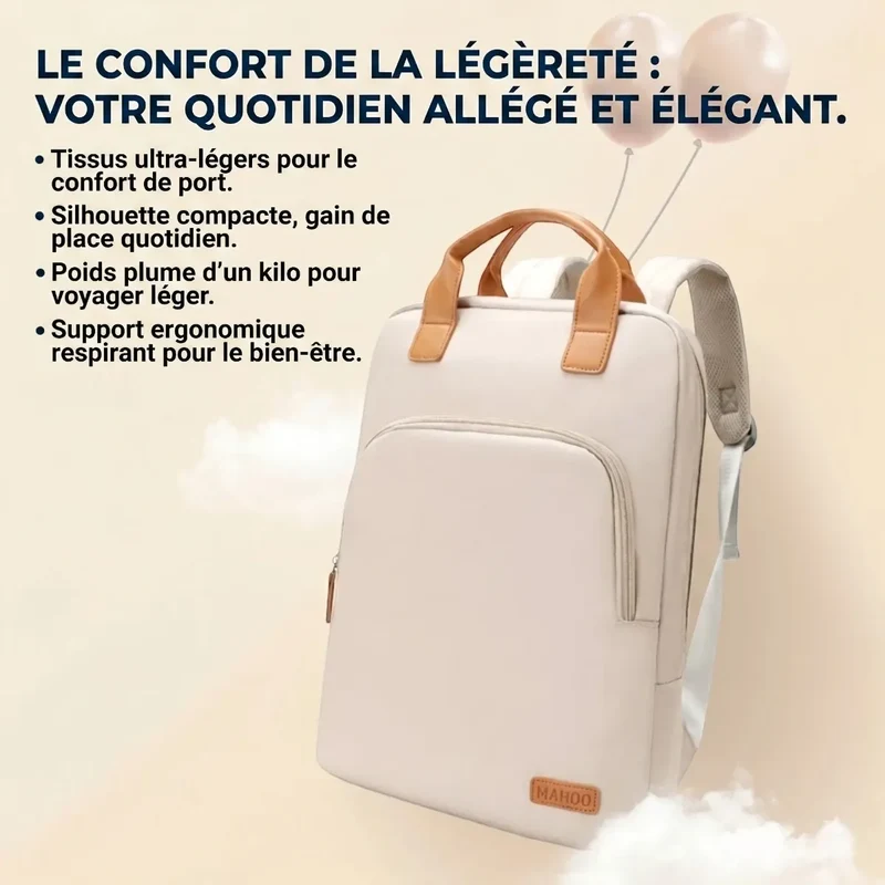 Sac à dos ordinateur femme Aura Pro - Confort Dos & Élégance