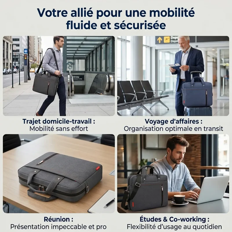 Sacoche Ordinateur Homme ErgoShield - Confort Absolu & Protection Antichoc