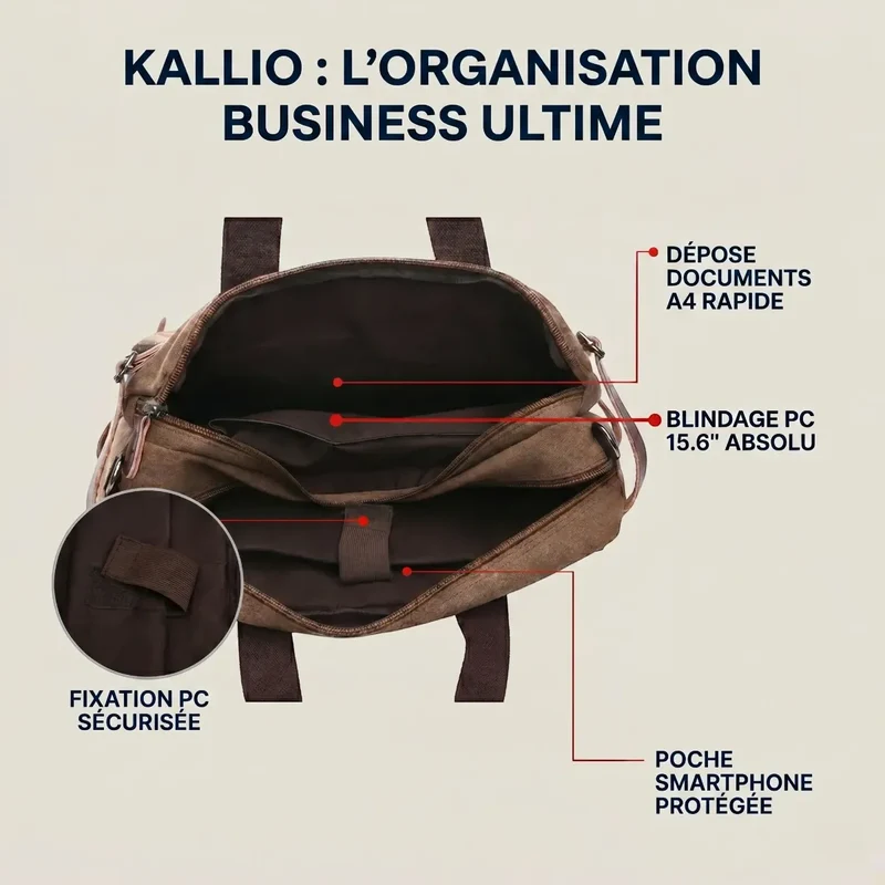 Sacoche Ordinateur Homme Kallio - Ergonomie 3-en-1 & Style Business