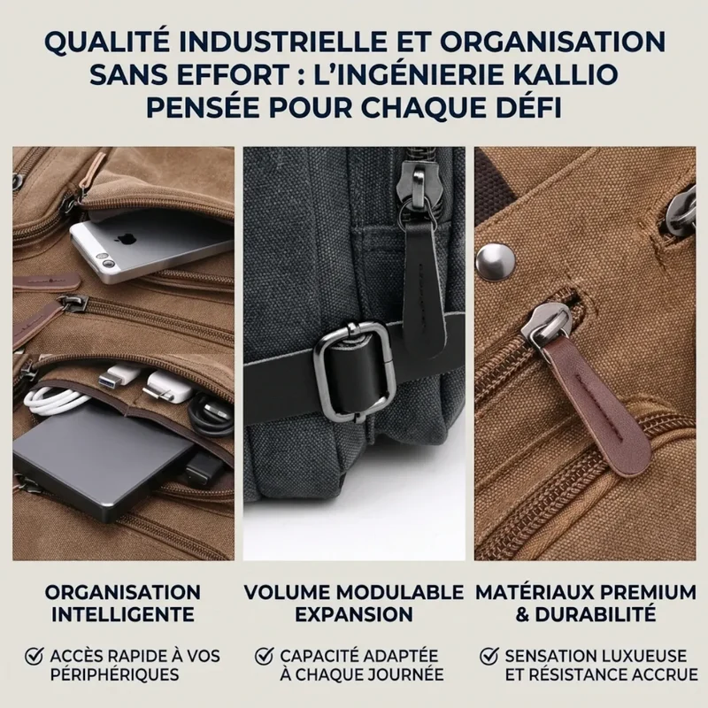 Sacoche Ordinateur Homme Kallio - Ergonomie 3-en-1 & Style Business