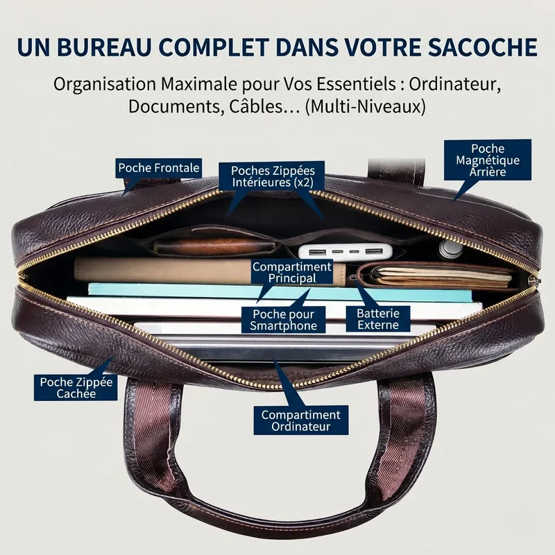 Sacoche Ordinateur Homme L'Exécutif - Soulagement Cervical & Protection Antichoc