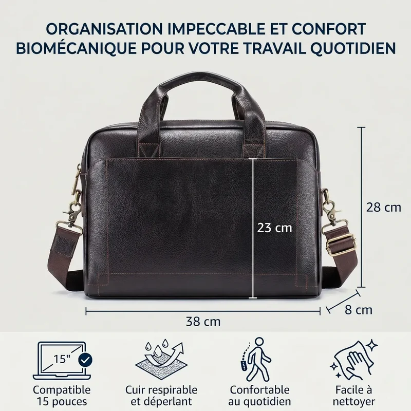 Sacoche Ordinateur Homme L'Exécutif - Soulagement Cervical & Protection Antichoc