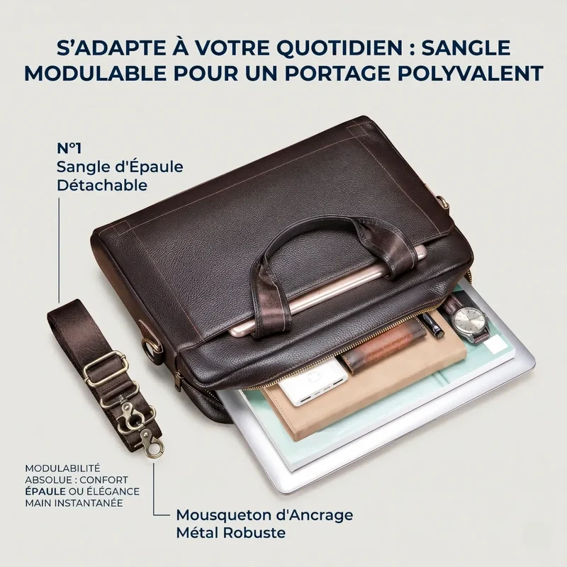 Sacoche Ordinateur Homme L'Exécutif - Soulagement Cervical & Protection Antichoc
