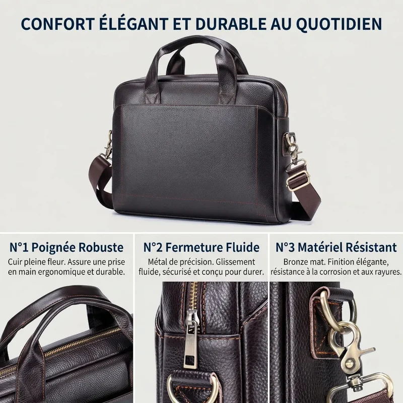 Sacoche Ordinateur Homme L'Exécutif - Soulagement Cervical & Protection Antichoc