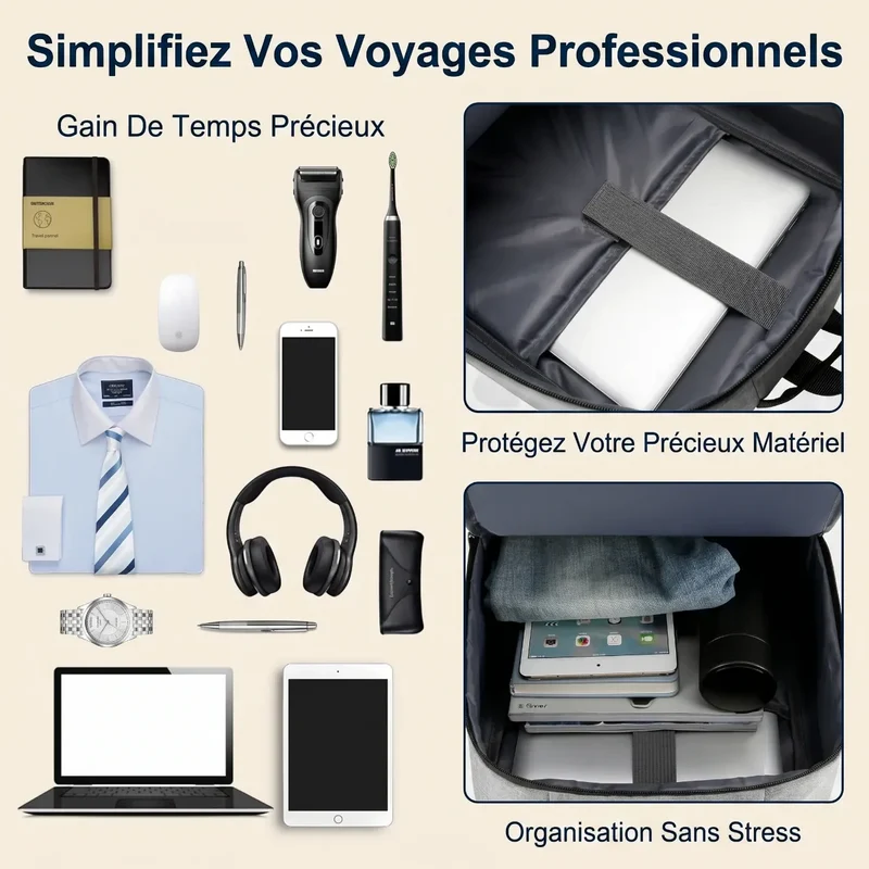 Sac à dos ordinateur homme ErgoStride - Soulagement dorsal & Protection déperlante