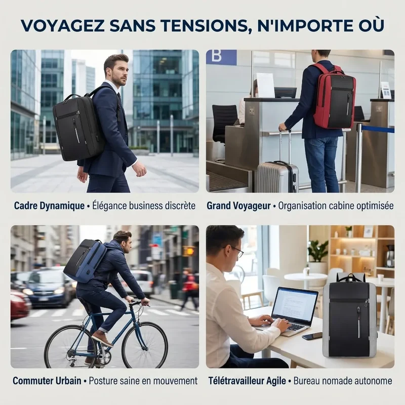 Sac à dos ordinateur homme ErgoStride - Soulagement dorsal & Protection déperlante