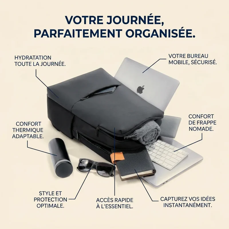 Sac à dos ordinateur homme Classic Business V2 - Confort Ergonomique & Organisation Absolue