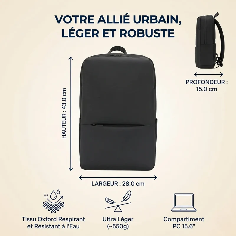 Sac à dos ordinateur homme Classic Business V2 - Confort Ergonomique & Organisation Absolue