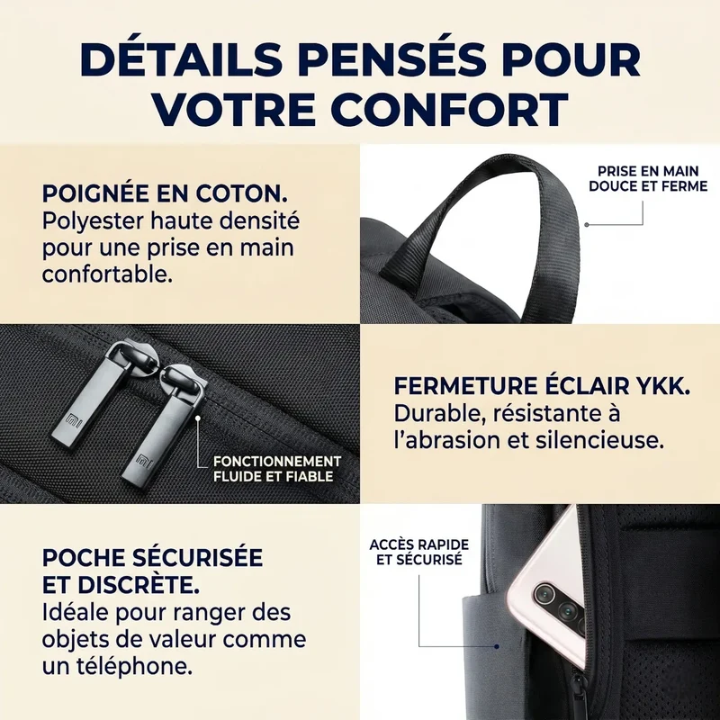 Sac à dos ordinateur homme Classic Business V2 - Confort Ergonomique & Organisation Absolue