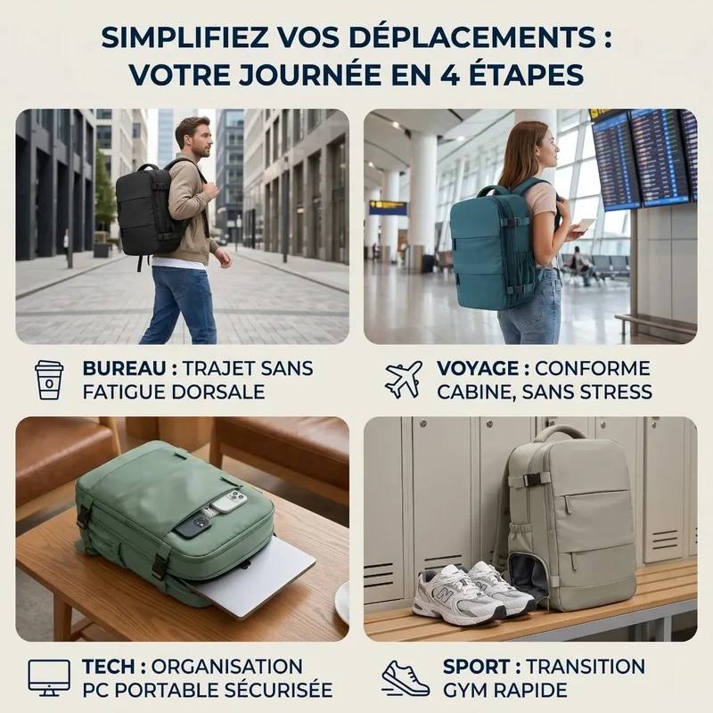 Sac à dos ordinateur homme Nomad Pro 40 - Confort biomécanique & Organisation cabine