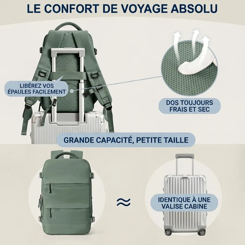 Sac à dos ordinateur homme Nomad Pro 40 - Confort biomécanique & Organisation cabine