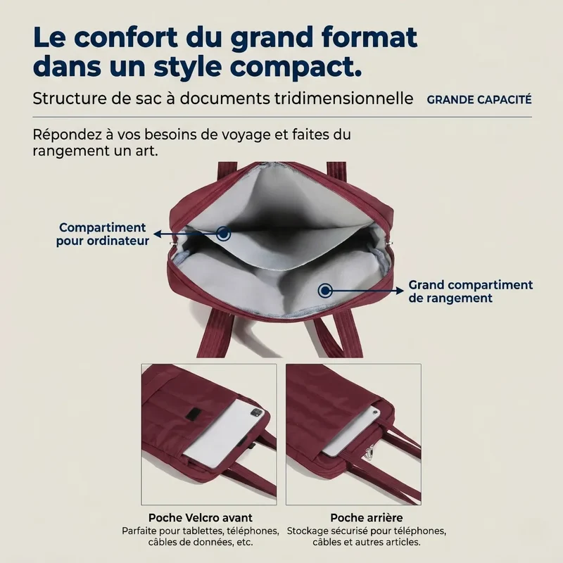 Sacoche ordinateur pour femme Chrono - Confort Absolu & Organisation Nomade