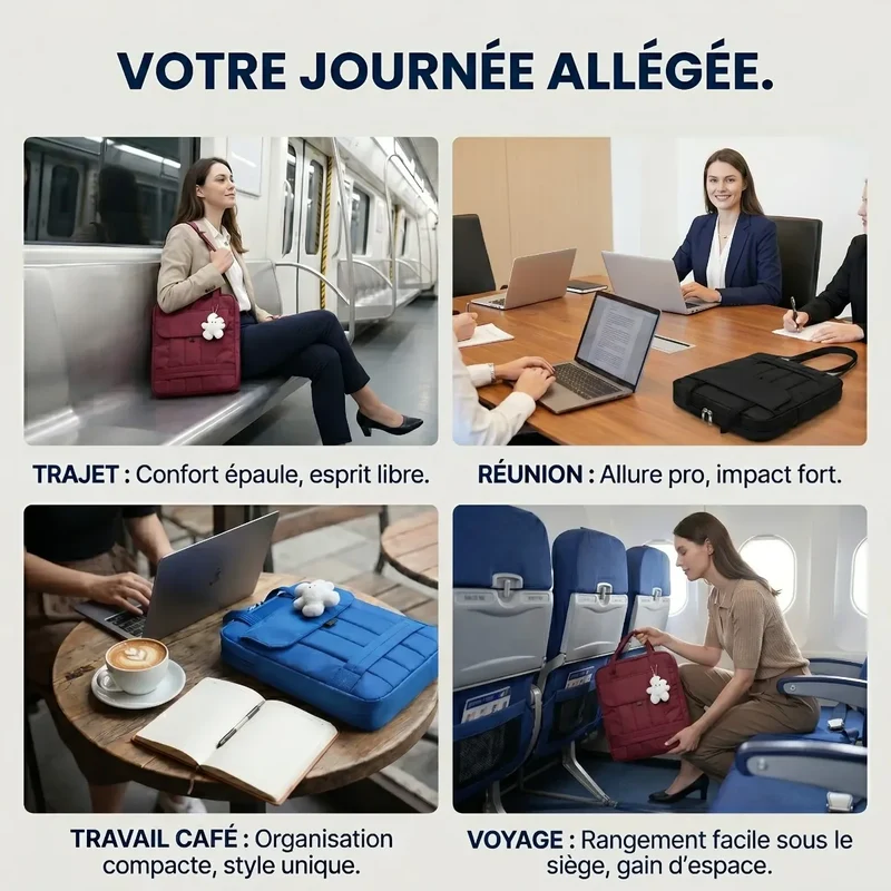 Sacoche ordinateur pour femme Chrono - Confort Absolu & Organisation Nomade