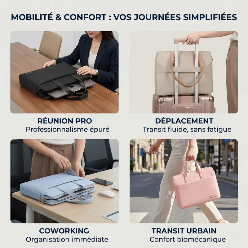 Sacoche ordinateur pour femme - Confort biomécanique & Organisation nomade