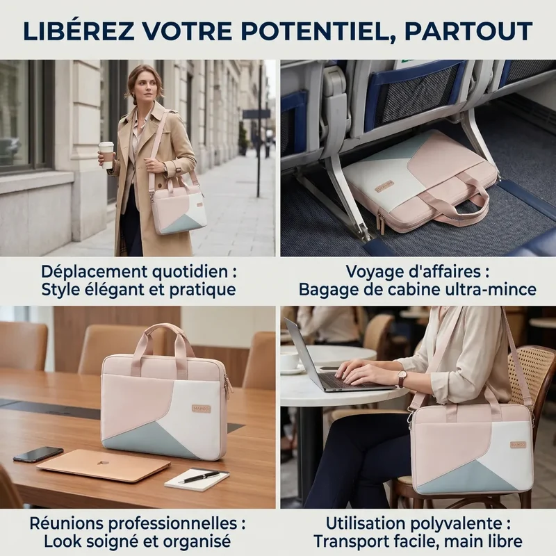 Sacoche ordinateur pour femme Mahoo - Confort ergonomique & Protection antichoc