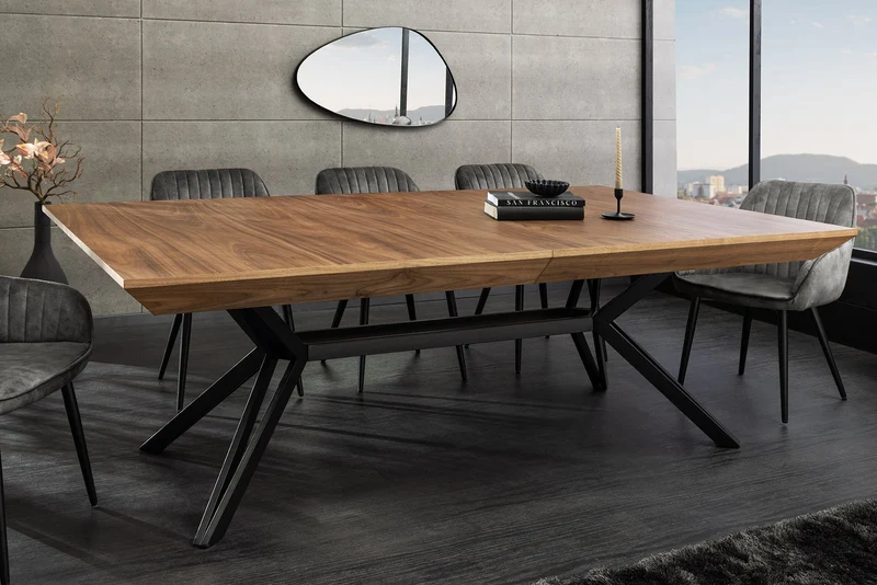 Table à manger extensible GIANT 200-320cm noyer naturel métal noir
