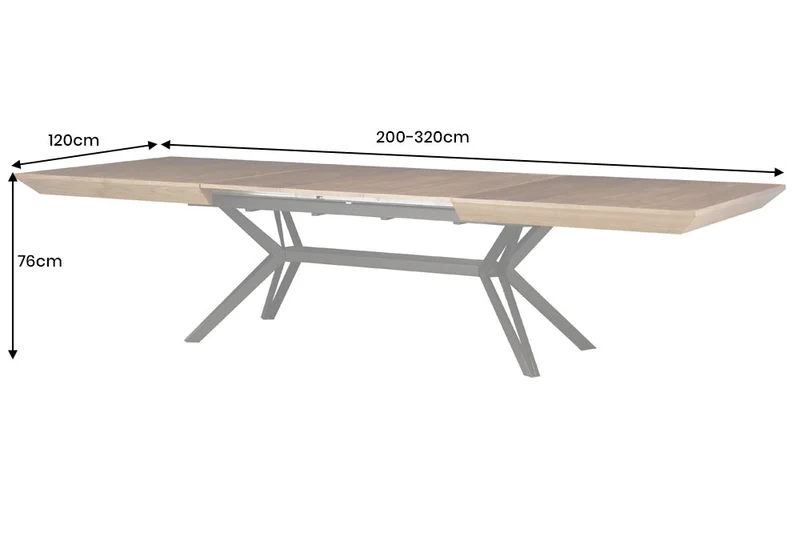 Table à manger extensible GIANT 200-320cm noyer naturel métal noir