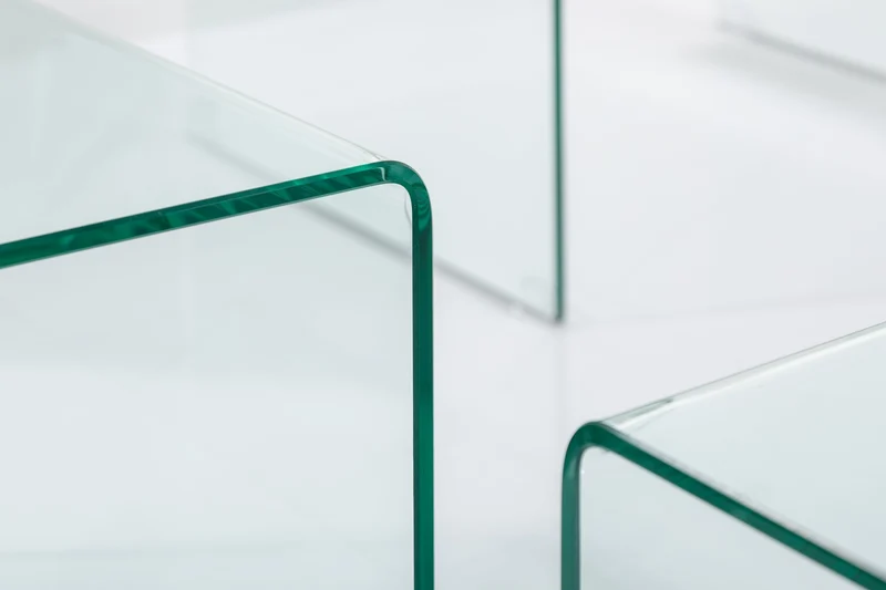 Lot de 3 tables basses design en verre FANTOME 60cm tables d’appoint transparentes