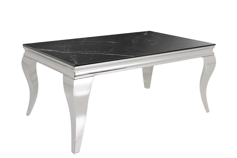 Table basse design MODERN BAROQUE 100cm marbre céramique chrome anthracite noir