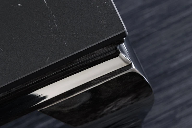 Table basse design MODERN BAROQUE 100cm marbre céramique chrome anthracite noir
