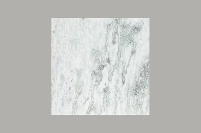 Table basse élégante ELEMENTS 50cm blanche avec plateau en marbre poli