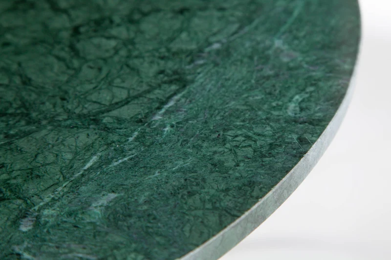 Table basse ronde NOBLE 65cm marbre vert plateau amovible pliable métal doré