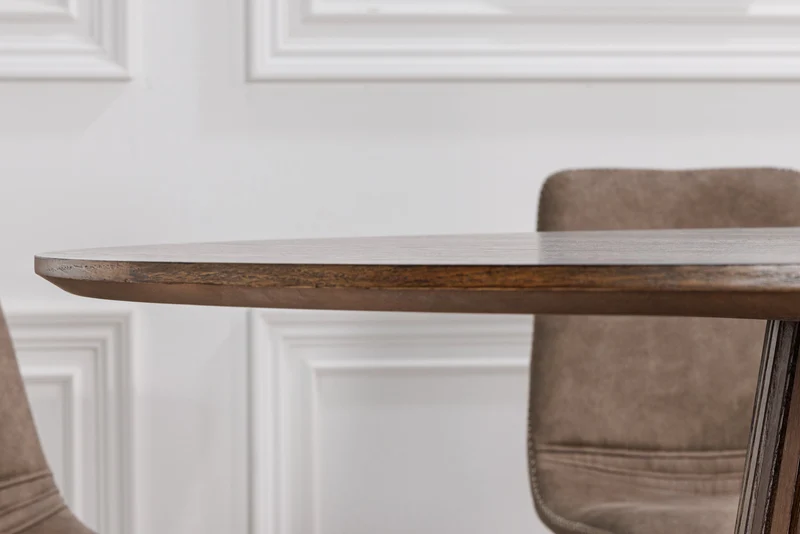 Table à manger ronde VALHALLA WOOD 120cm piètement pilier en chêne fumé