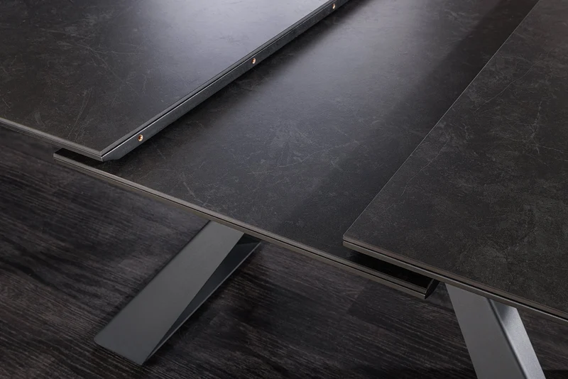 Table à manger extensible CONCORD 180-230cm céramique gris graphite métal noir