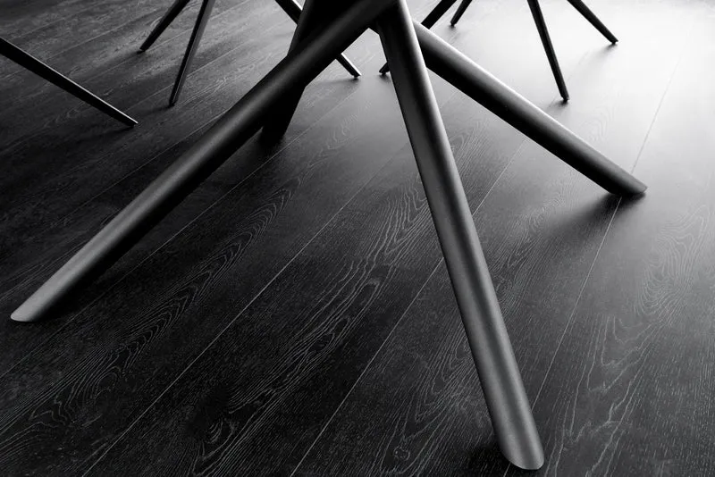 Table à manger extensible MIKADO 120-160 cm en céramique blanche ovale avec structure étoile noire