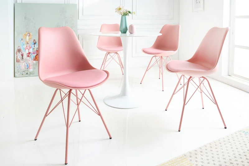 Lot de 2x chaises rétro SCANDINAVIA MEISTERSTÜCK rose