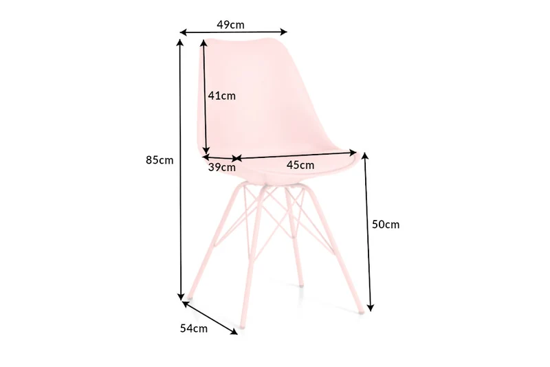 Lot de 2x chaises rétro SCANDINAVIA MEISTERSTÜCK rose
